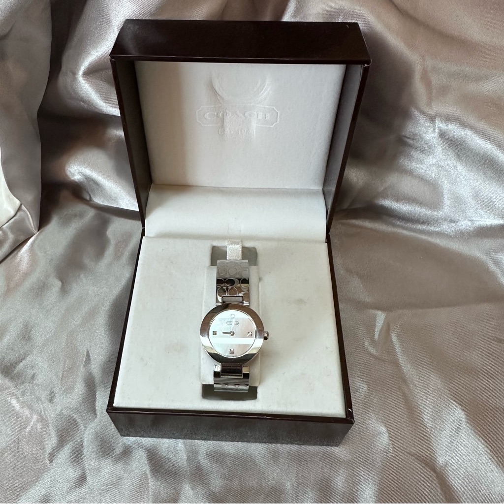 Coach Mother Of Pearl  Diamond Bangle Watch